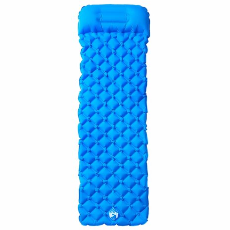 Kampeermatras met kussen opblaasbaar 1-persoons blauw 2