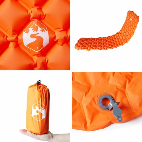 Kampeermatras opblaasbaar 190x58x6 cm 1-persoons oranje 5