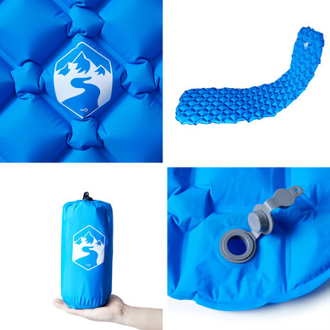 Kampeermatras opblaasbaar 190x58x6 cm 1-persoons blauw 5