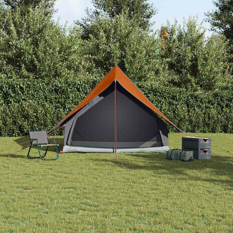 Tenten met dak Grijs en oranje 220 x 233 x 184 cm Polyester 4
