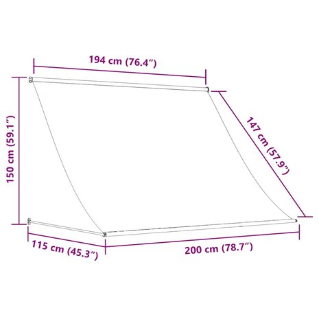 Luifel uittrekbaar 200x150 cm geel en wit 8