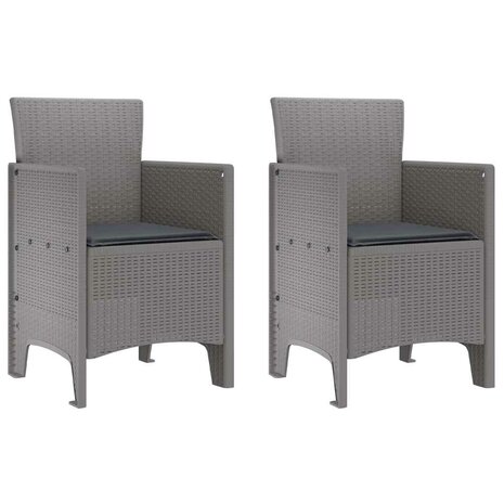 Tuinstoel 2 pcs Lichtgrijs 53 x 49 x 85 cm PP 2