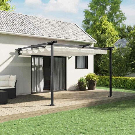Wandgemonteerde Pergola Crème Staal 1
