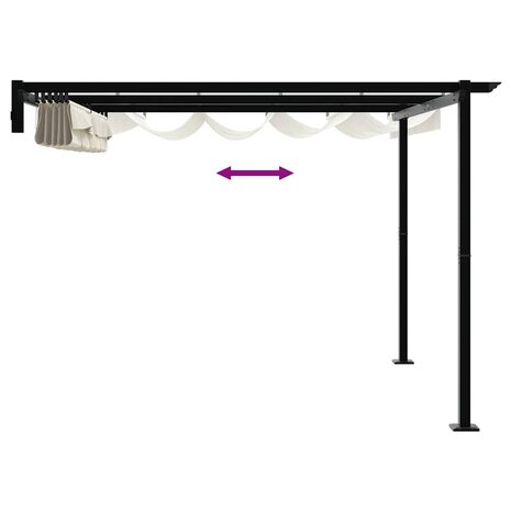 Wandgemonteerde Pergola Crème Staal 9
