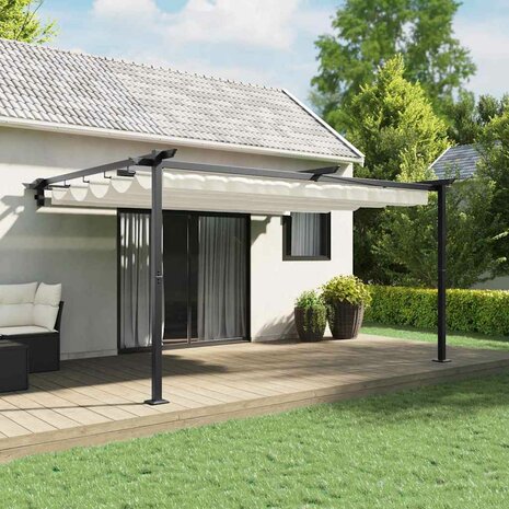 Wandgemonteerde Pergola Crème Staal 1