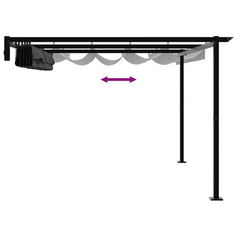 Wandgemonteerde Pergola Antraciet Staal 9