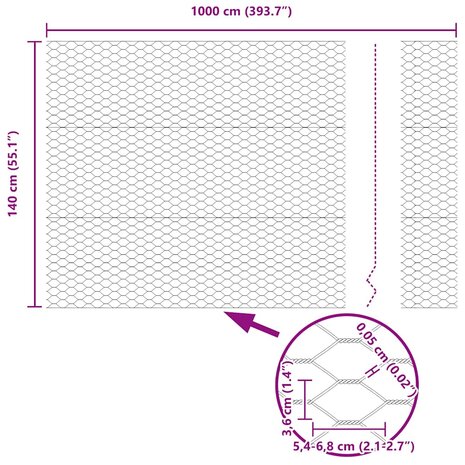Zeskantig hekwerk Zilver 1.4 x 10 m Gegalvaniseerd staal 9