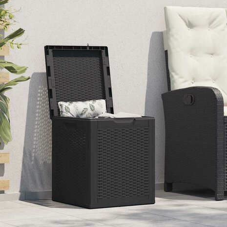 Tuinbox 90 L PP rattan zwart 1