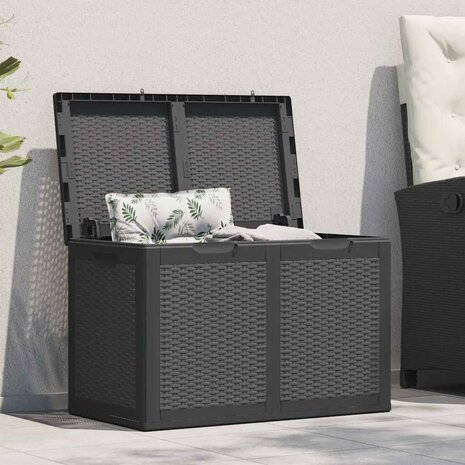 Tuinbox 180 L PP rattan zwart 1