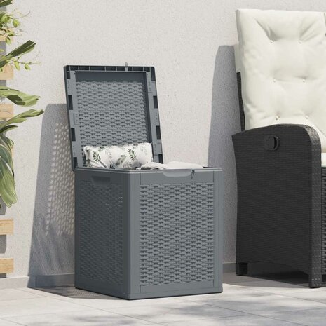 Tuinbox 90 L PP rattan grijs 1