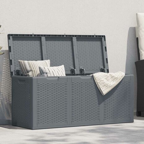 Tuinbox 270 L PP rattan grijs 1
