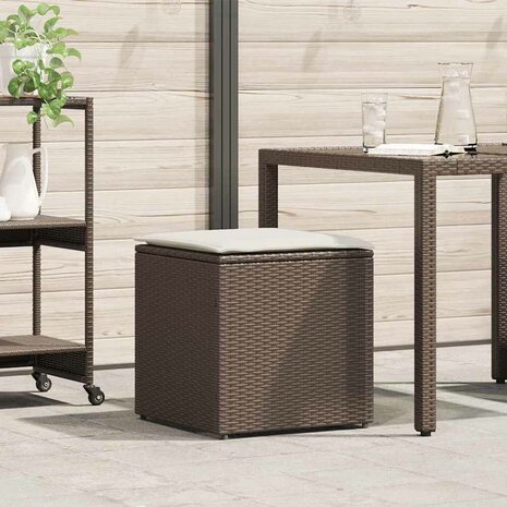 Kussenbox met opslag Bruin 50 x 50 x 50 cm poly rattan 1
