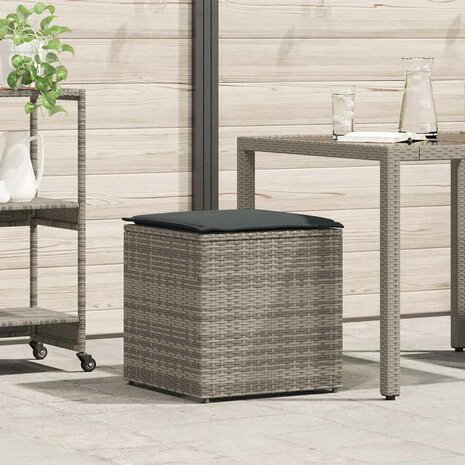Kussenbox met opslag Grijs 50 x 50 x 50 cm poly rattan 1