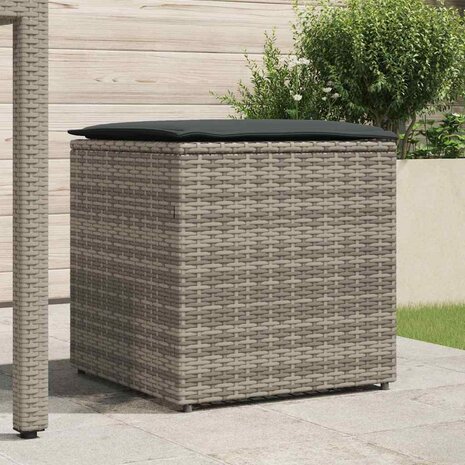 Kussenbox met opslag Grijs 50 x 50 x 50 cm poly rattan 3