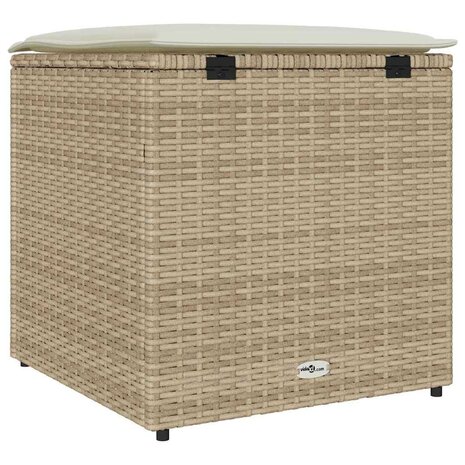 Kussenbox met opslag Beige 50 x 50 x 50 cm poly rattan 7