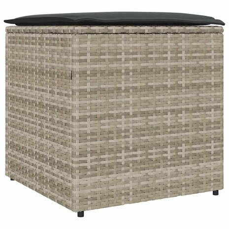 Kussenbox met opslag Lichtgrijs 50 x 50 x 50 cm poly rattan 2