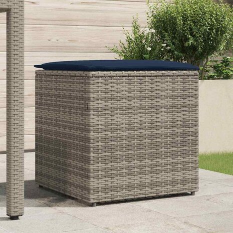 Kussenbox met opslag Grijs 50 x 50 x 50 cm poly rattan 3
