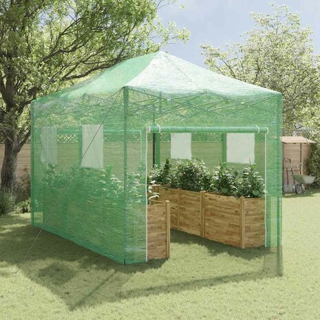 Kas met dak Groen 280 x 410 x 315 cm Staal 3