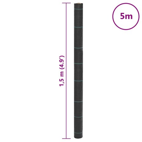 Worteldoek 1,5x5 m polypropeen zwart 8