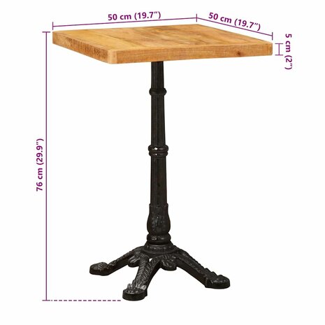 Bistrotafel Bruin 50 x 50 x 76 cm massief mangohout 9
