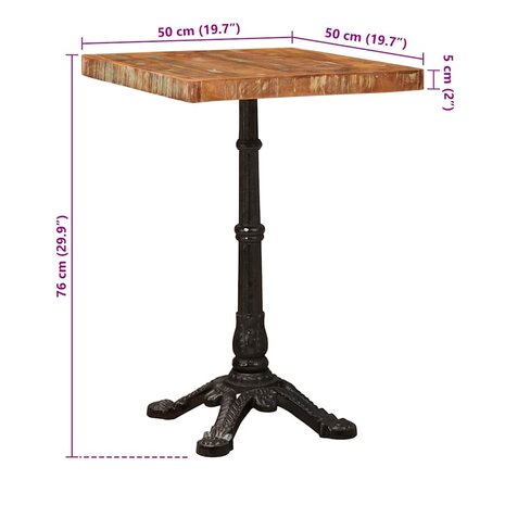 Bistrotafel Bruin 50 x 50 x 76 cm massief gerecycled hout 9