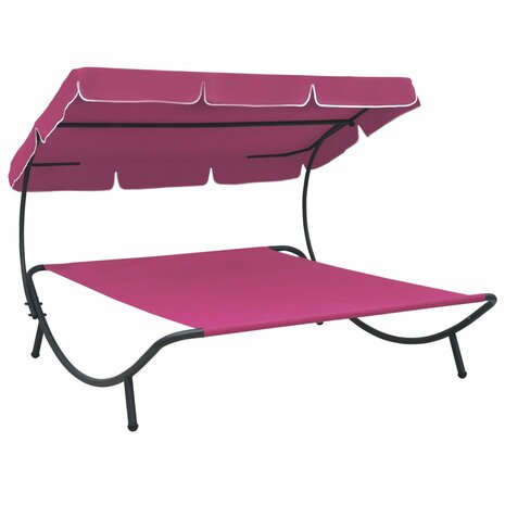Loungebed met luifel roze 1