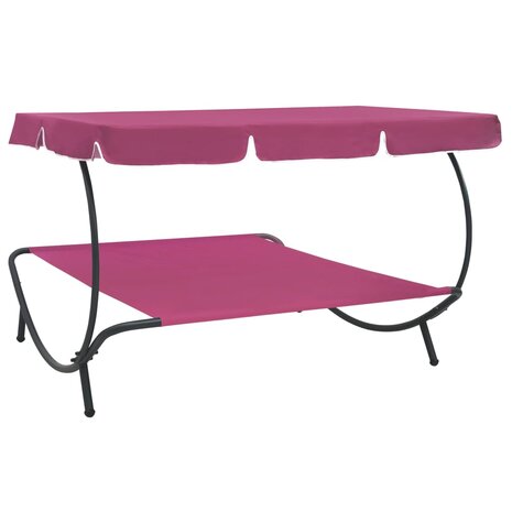 Loungebed met luifel roze 4