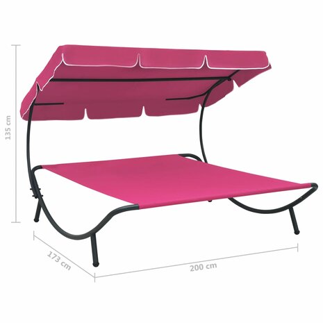 Loungebed met luifel roze 7