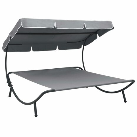 Loungebed met luifel grijs 1