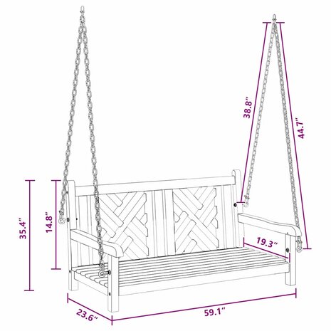 Schommelbank Anders Bruin 114 x 60 x 64 cm Massief teakhout 9