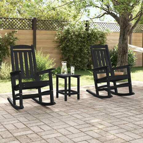 Tuin Schommelstoel 2 pcs Zwart 70 x 92 x 108cm Kunststof 3