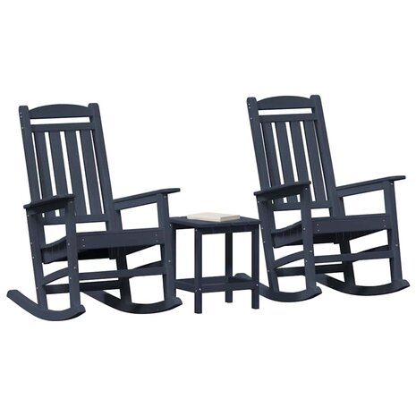 Tuin Schommelstoel 3 pcs Marineblauw 38 x 38 x 46cm Kunststof 3