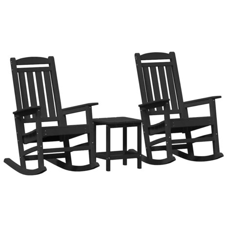 Tuin Schommelstoel 3 pcs Zwart 38 x 38 x 46cm Kunststof 2