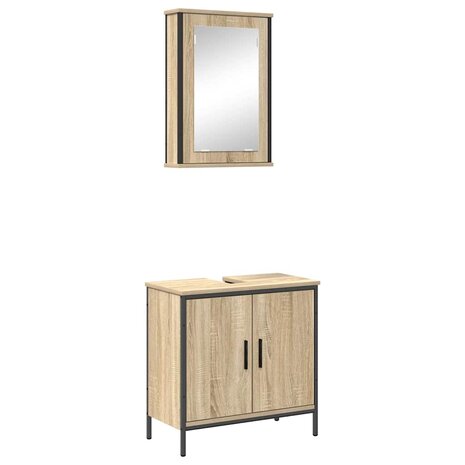Badkamermeubelset 2 pcs Bruin 60 x 30 x 60 cm Bewerkt hout 2