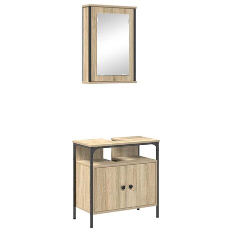 Badkamermeubelset 2 pcs Bruin 60 x 30 x 60 cm Bewerkt hout 2