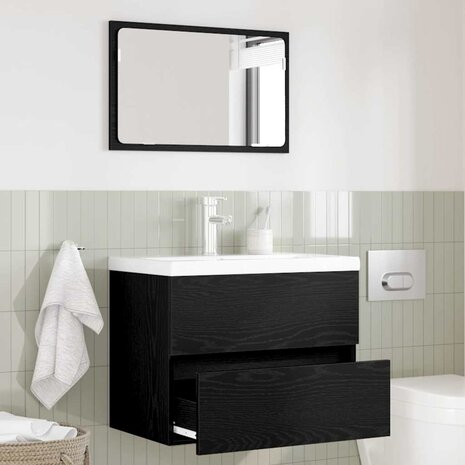 Badkamermeubelset met lade 2 pcs Zwart Eiken 57 x 37 x 45 cm 1