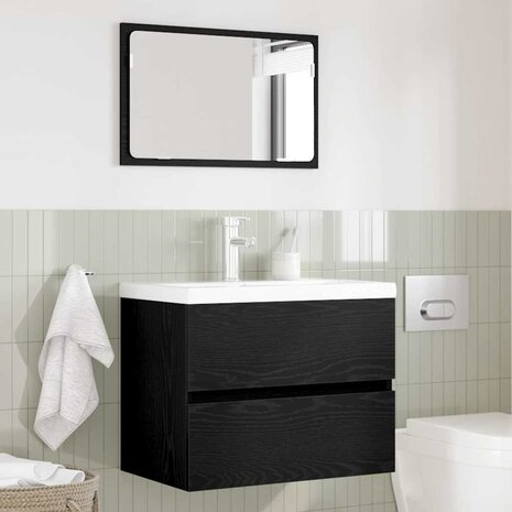 Badkamermeubelset met lade 2 pcs Zwart Eiken 57 x 37 x 45 cm 4