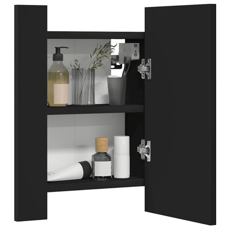 Badkamerkast met spiegel en LED 40x12x45 cm acryl zwart 7