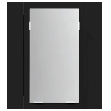 Badkamerkast met spiegel en LED 40x12x45 cm acryl zwart 9