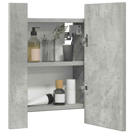 Badkamerkast met spiegel en LED 40x12x45 cm acryl betongrijs 7