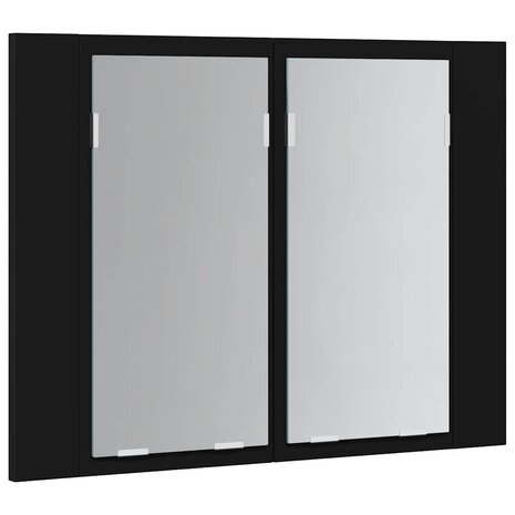 Badkamerkast met spiegel en LED 60x12x45 cm acryl zwart 8