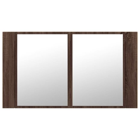 Badkamerkast met spiegel LED 80x12x45 acryl bruineikenkleurig 7