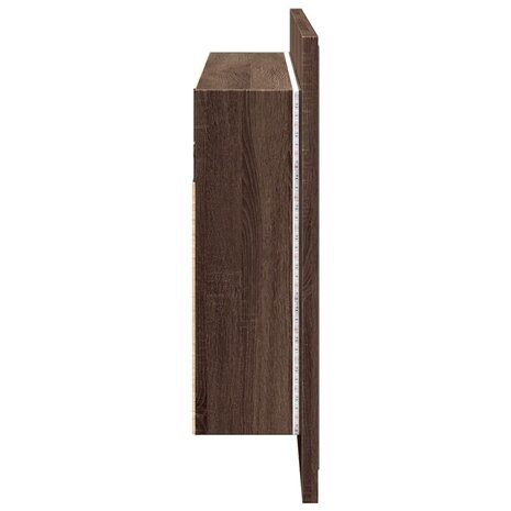 Badkamerkast met spiegel LED 80x12x45 acryl bruineikenkleurig 8