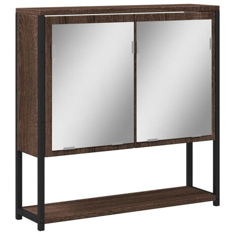 Badkamerspiegelkast 60x16x60 cm bewerkt hout bruin eikenkleurig 2