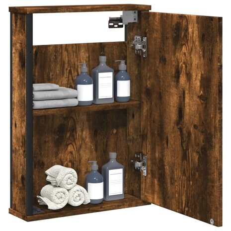 Badkamerspiegelkast 42x12x60 cm bewerkt hout gerookt eikenkleur 1