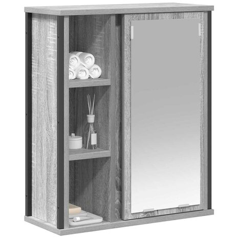 Badkamerwandkast met spiegel 50x21x60 cm Sonoma grijs 4