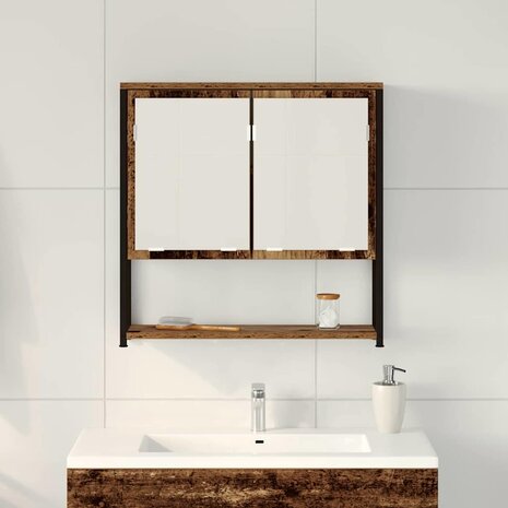 Badkamerspiegelkast Oud hout 60 x 16 x 60 cm Bewerkt hout 4