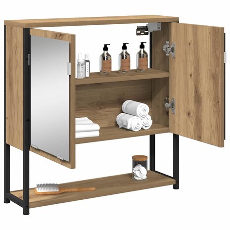 Badkamerspiegelkast artisanaal eikenkleurig 60 x 16 x 60 cm 3