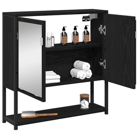 Badkamerspiegelkast Zwart eiken 60 x 16 x 60 cm Bewerkt hout 3