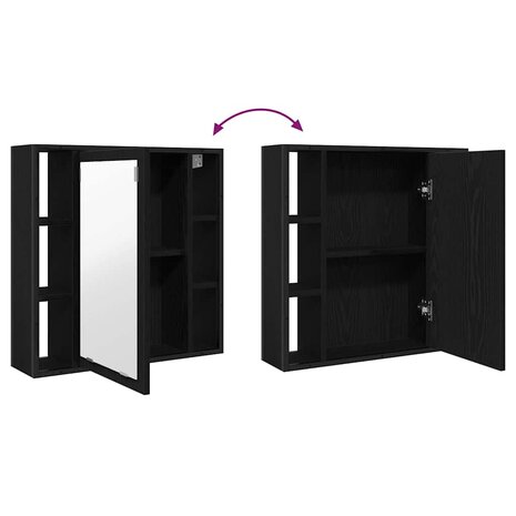 Badkamerspiegelkast 60x16x60 cm spaanplaat zwart eikenkleurig 7